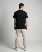 DIBON men’s black t-shirt with elegant fit, back view showcasing the clean silhouette