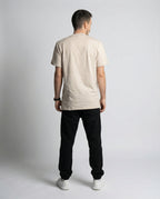 DIBON men’s cream t-shirt from the back, elegant silhouette and minimalist design